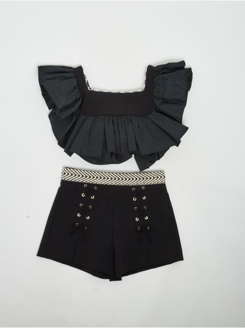 CORPINO+SHORTS IN OTTOMAN CON ELISABETTA FRANCHI La Mia Bambina | EFTB01 NY230 BE038/N010